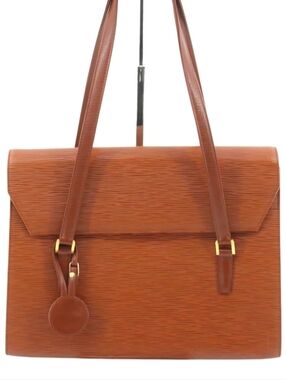 Valentino Garavani Classic Structured Shoulder Bag Brown Epi Leather Vintage